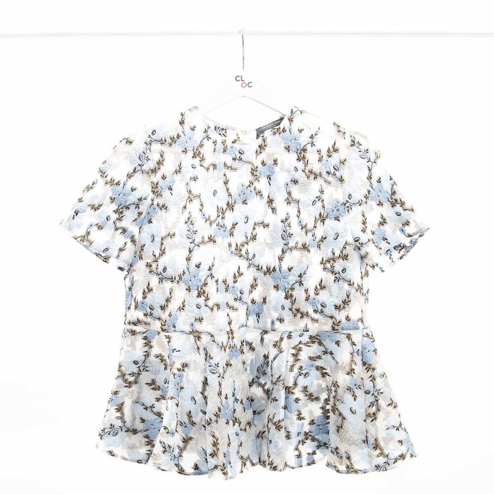 Alexander McQueen Sheer Floral Peplum Blouse